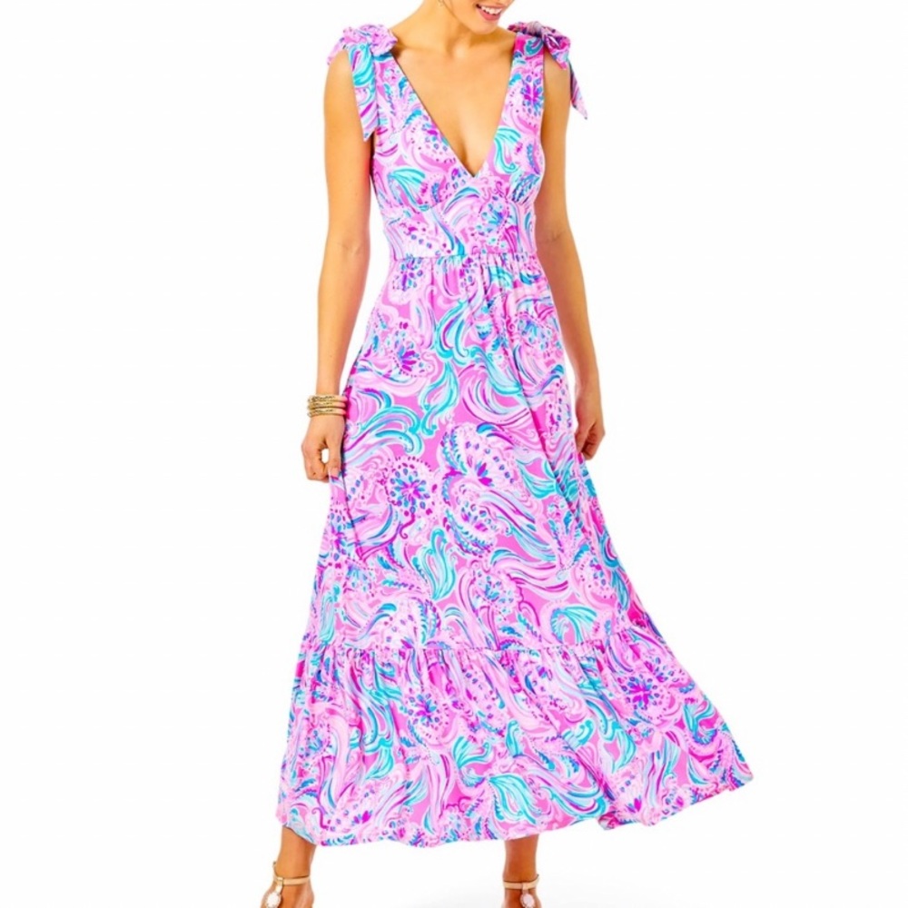 NWT Lilly Pulitzer Maxine Midi Dress in 
Prosecco Pink Don’t Be Jelly, size 6
